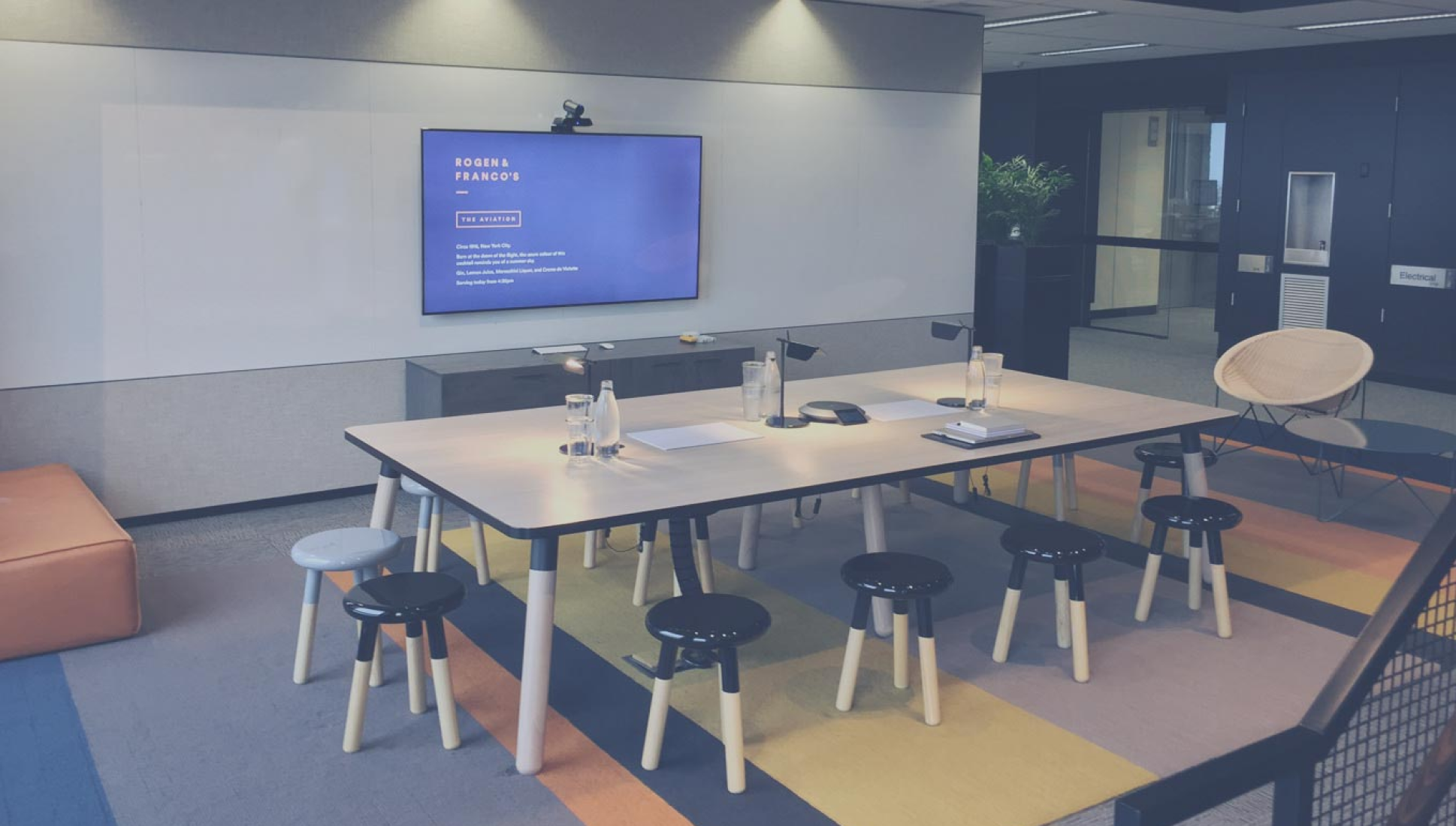 A photo of a common area advertising Rogen & Franco's